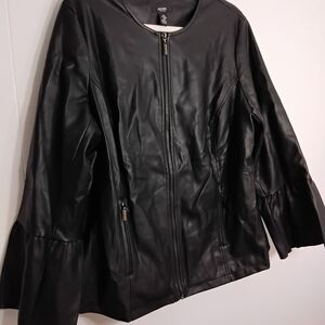 Alfani Black Faux Leather Zip-Front Jacket